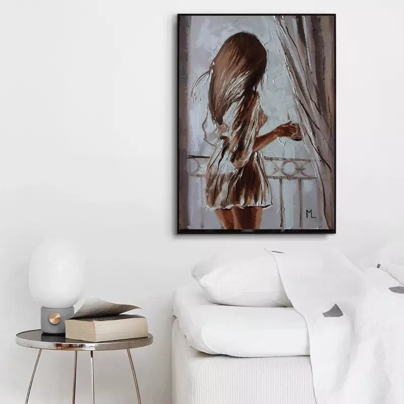 

Modern Beautiful Girl Stand In Window Canvas Painting Posters And Prints Wall Art Pictures For