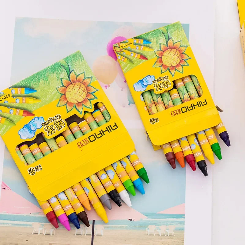 

1Box Crayons Creative Cartoon 8/12 Colors Drawing Non-Toxic Oil Pastels Kids Student Pastel Pencils