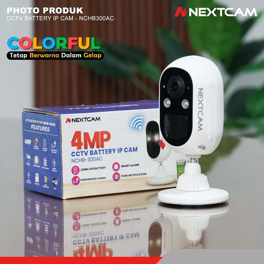 Nextcam Smart IP Kamera CCTV battery Portable 4MP Kamera cctv Baterai Tanpa Listrik Colorful Tetap