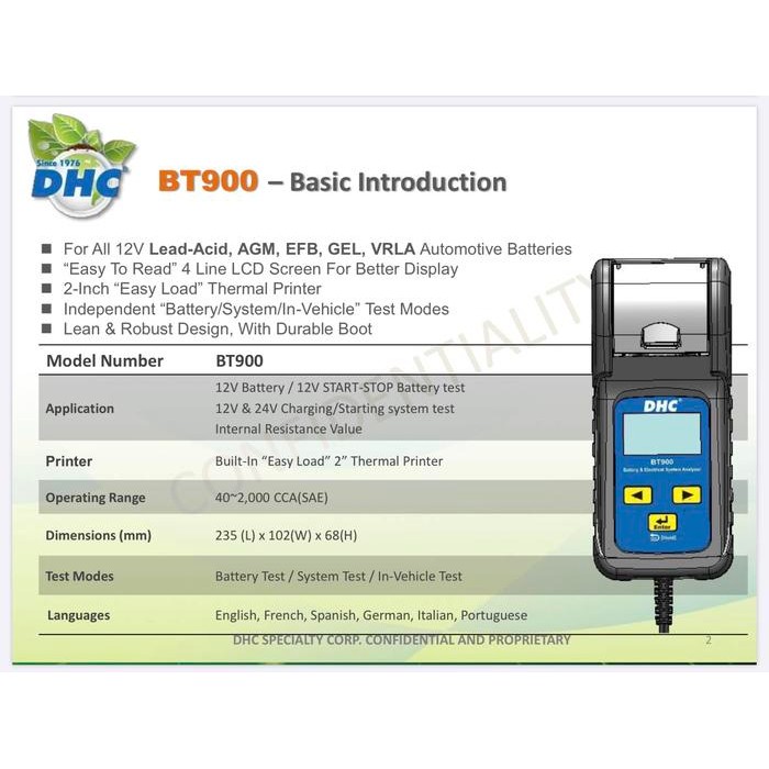 DHC Battery Tester BT -900