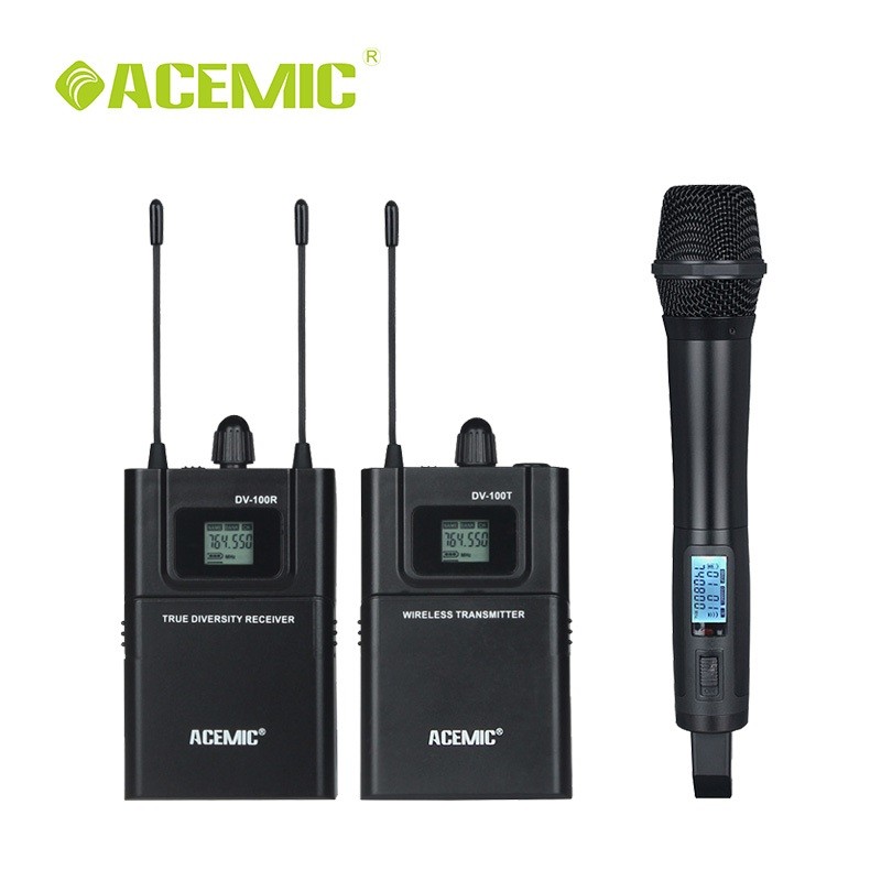 ACEMIC wireless microphone system DV-100SET for cctv cameras/DSLR interview,TV program/mobile live s