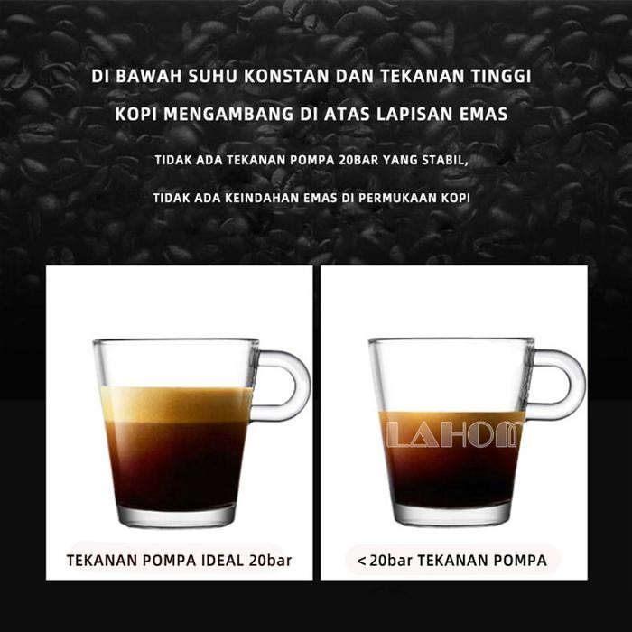 LAHOME Mesin Kopi Espresso, Mesin Kopi Mesin Pembuat Kopi Semi-Otomatis Pembuat Espresso Mesin 6001