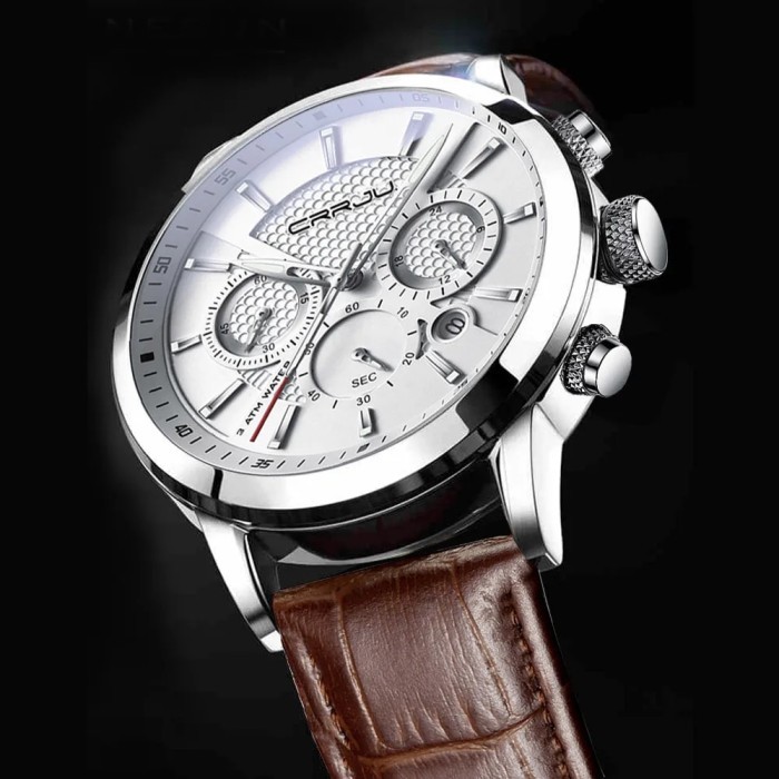 CRRJU Fashion Men Watches Analog Quartz Luminous Wristwatches