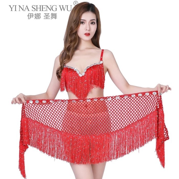 Style Belly Dance Costumes Sequins Tassel Performance Belly Dance Hip