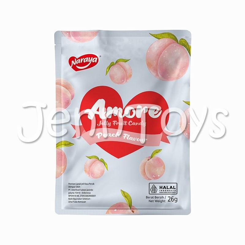 

NARAYA AMORE JELLY FRUIT CANDY PERMEN LUNAK RASA BUAH MANGGA MANGO STRAWBERRY PEACH 26G