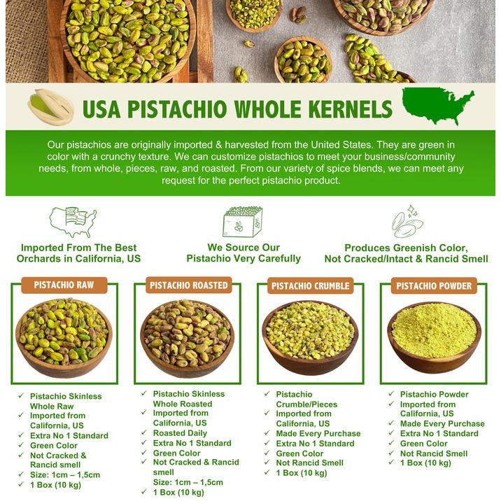 

Raw Pistachio Green Nuts (USA) / Kacang Pistachio Mentah Hijau - 250gr Terlaris