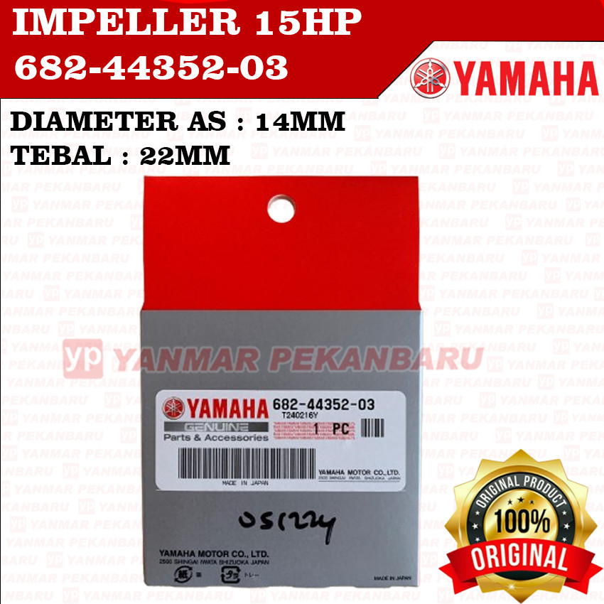 15HP IMPELLER KARET KIPAS POMPA AIR 682-44352-01 MESIN TEMPEL YAMAHA SPEED BOAT 15PK ASLI
