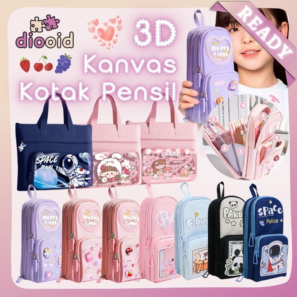 

JH8 [Ready]Pencil Case Hiasan Glitter Karakter 3D Model Tas Lucu Korea Kapasitas Besar