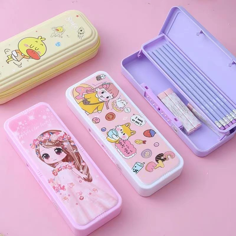 

JH8 Tempat pensil kata sandi dua lapis/tempat pensil berkapasitas besar/tempat pensil kata sandi