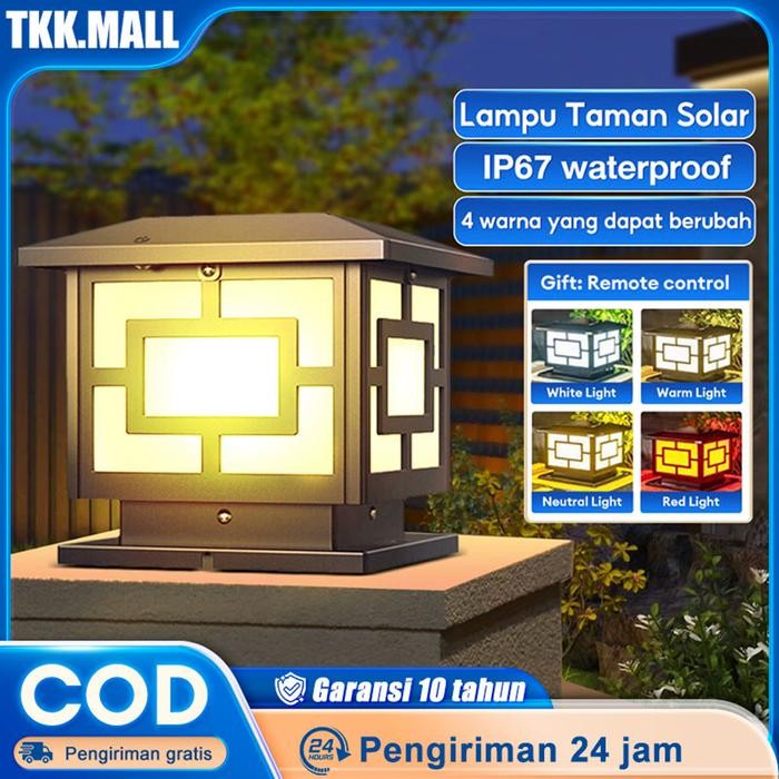 Lampu Pilar Pagar Dekorasi Taman Bingkai Lampu pagar 4 warna Lampu Tiang Tenaga Surya Lampu Taman