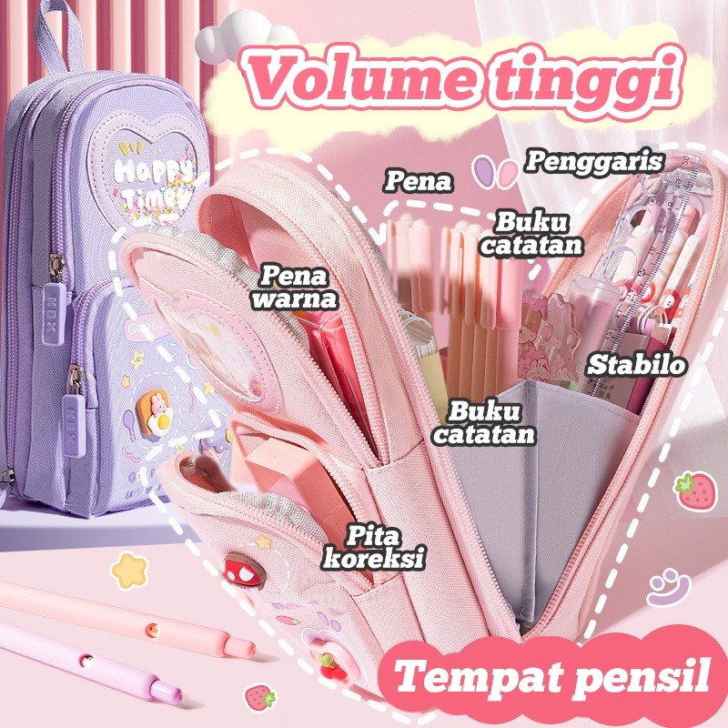 

JH8 Tempat Pensil Kotak 3D Model Anak Perempuan Lucu Besar Tas Pena Tempat Pensil Multifungsi Warna