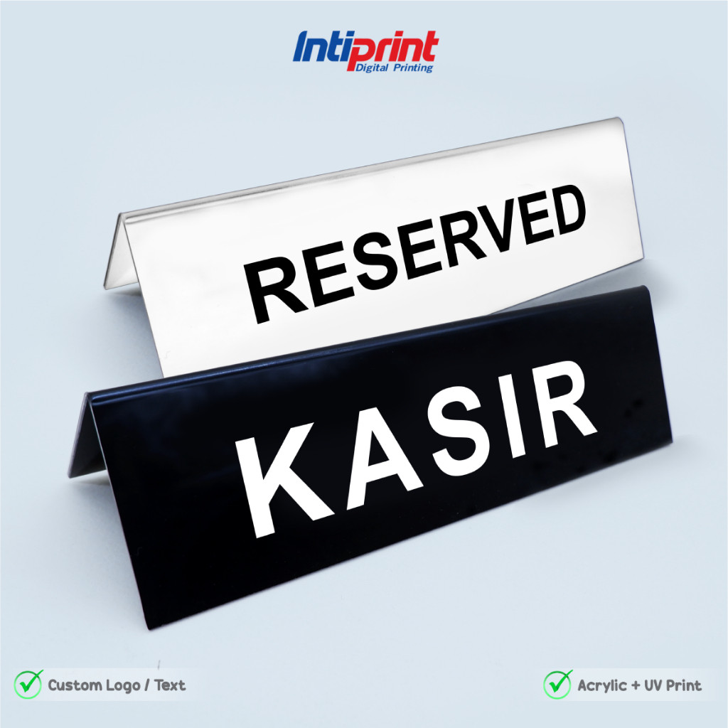 

JH8 TABLE SIGN AKRILIK CUSTOM PRINT TANDA MEJA AKRILIK BENDING TABLE SIGN KASIR I RESERVED