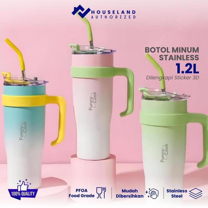ainless Tumbler 1200 ml Hot and Cold BPA FREE Botol Minum tumbler 1.2 Liter bebas BPA Panas dan