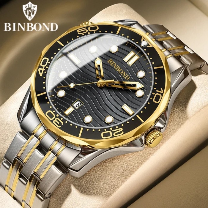 BINBOND Top Brand Luxury Sea Horse Series Men Watches luminous