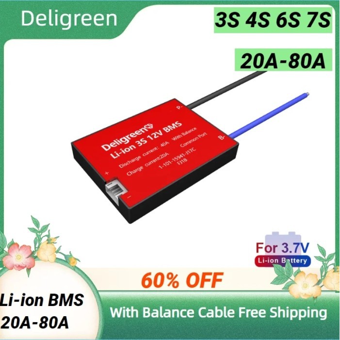 BMS 18650 BMS 3S 4S 6S 7S 15A 20A 30A 40A 50A 60A 80A Li-ion Battery