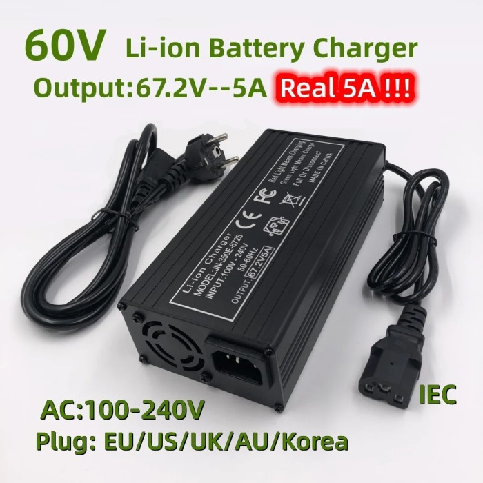 60V Fast Charger 67.2V/5A Charger For 16S 60V Electric Bike lithium