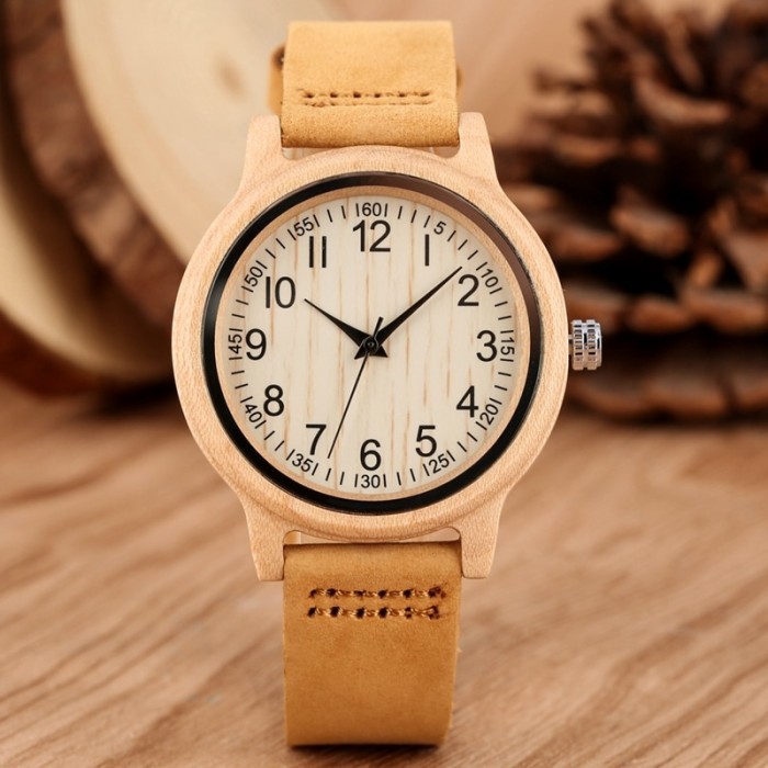 Natural Bamboo Wooden Watches Ladies Watch Female Precise Scale Wood