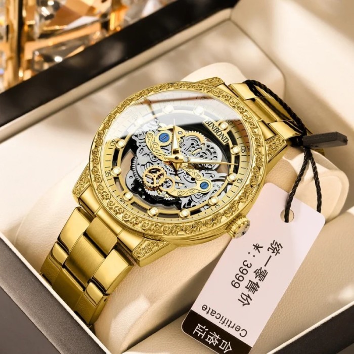 BINBOND Original Men's Double Hollow Fashion Stainless Steel Luxury