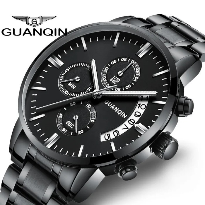GUANQIN Top Brand Sport 50M Waterproof Chronograph Quartz Stainless