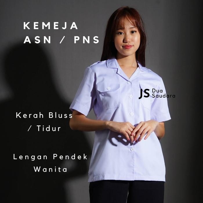 ORIGINAL KERAH BLUSS Kemeja ASN / baju dinas / KEMEJA PUTIH / KEMEJA PEMDA/ BAJU PEMDA / WANITA
