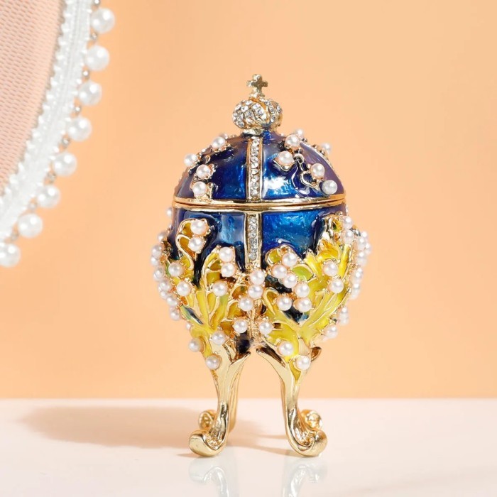 Faberge Egg Classic Vintage Jewelry Trinket Box with Enamel
