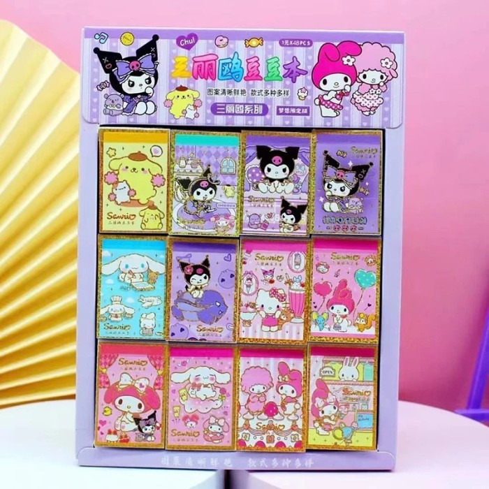 48pcs Sanrio Mini Sticker Book Kawaii Hello Kitty Melody Kuromi
