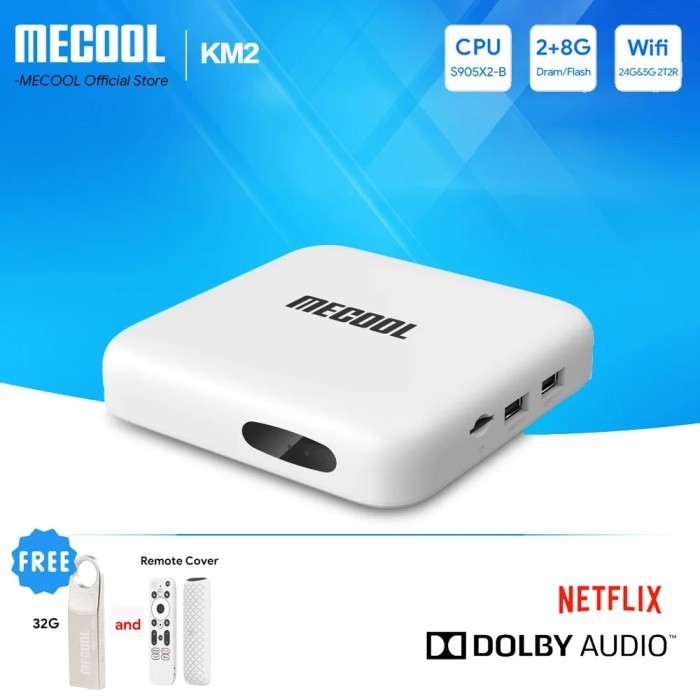 MECOOL KM2 4K Android TV Box Amlogic S905X2 2GB DDR4 USB3.0 SPDIF