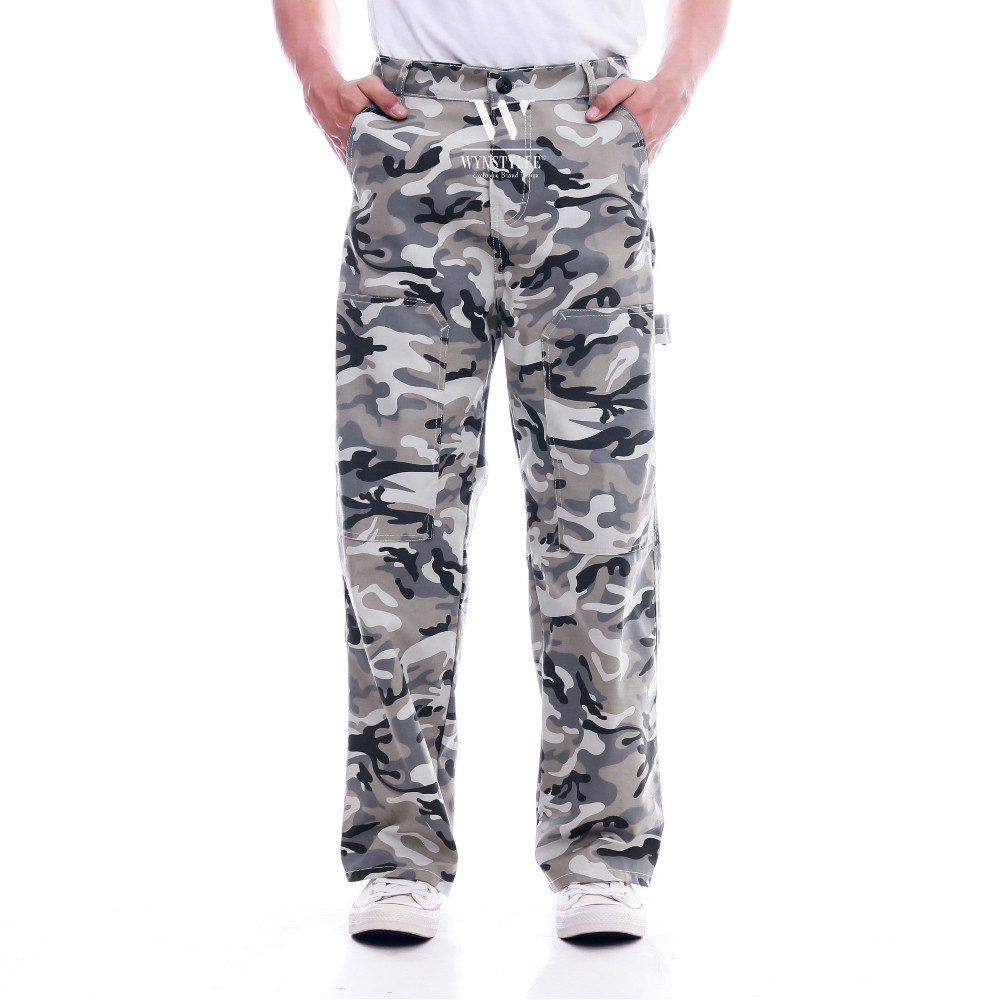 WYNSTYLEE - Celana Loreng Panjang Pria Carpenter Pants Reguler Loreng Camo White Putih Cargo Pants