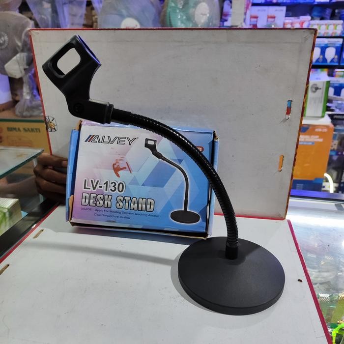 Stand Mic pendek Lentur utk Meja Full Besi 2 mic good quality