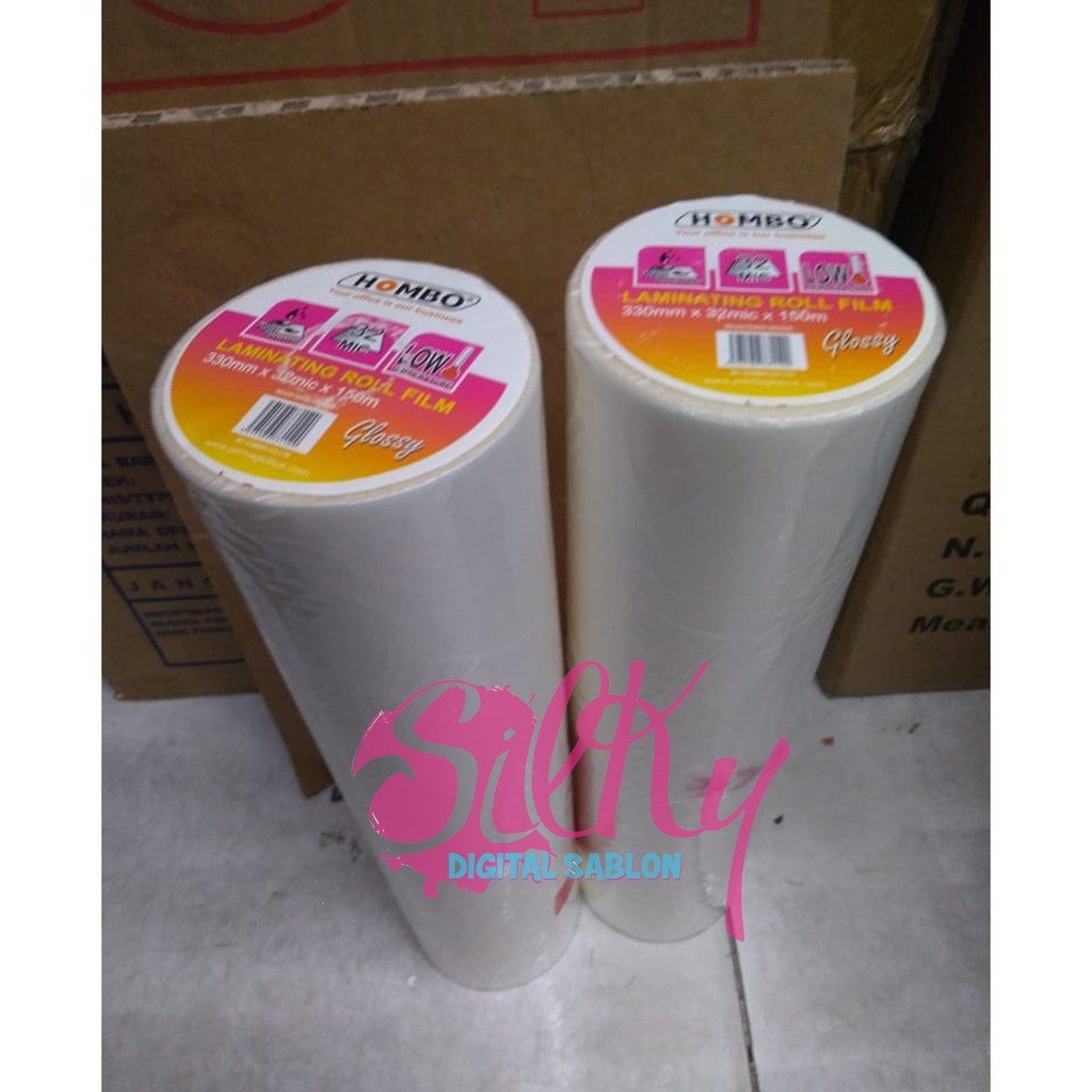 

Plastik Laminasi Roll Hombo Glossy Laminating Roll Glossy Hombo (330mm x 32mic x 150m)