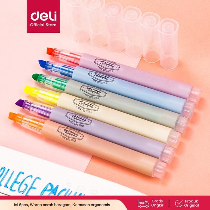 

Ready JT Deli Highlighter Pen Pena Isi 6 pcs S624