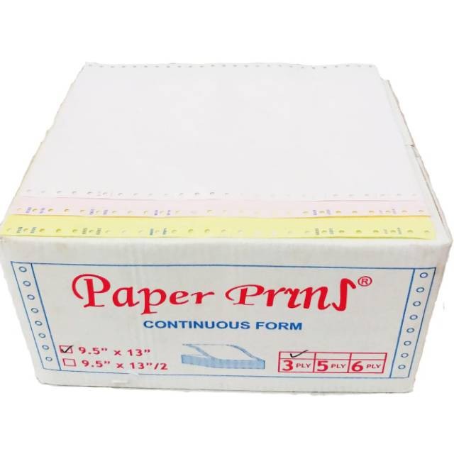 

Kertas Continuous Form Paper Print 9.5 x 13 3ply atau 9.5 x 13/2 3ply