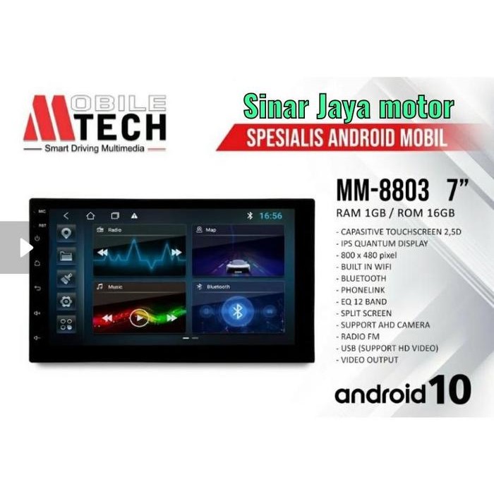 Head Unit Android 7 Inch Double Din Mobiletech MTech MM-8803 RAM 1GB TERLARIS