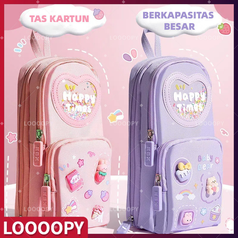 

LOOOOPY 3D Anak Tempat Pensil Kotak Pensil Anak Sekolah Pencil Case Hiasan Glitter Karakter Tas Lucu