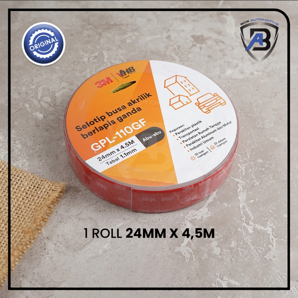 

3M VHB DOUBLE TAPE AUTOMOTIVE 4900 SIZE 24MM X 4.5M DOUBLE TAPE MOBIL