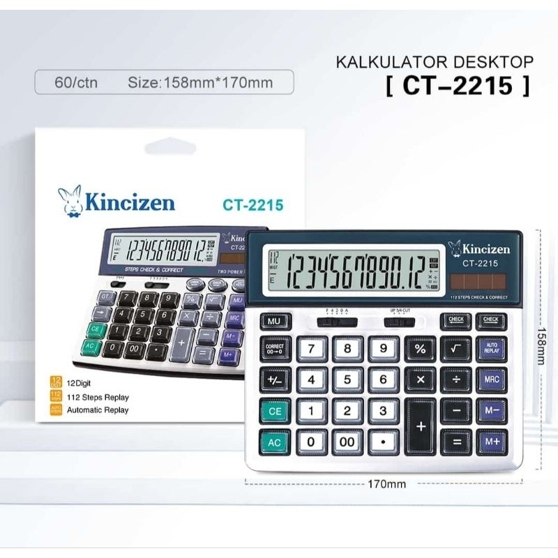 

Kalkulator Ct -2215 Calculator Dekstop Meja Dagang 12 Digit Tombol Transparan Mika Awet Bagus Layar