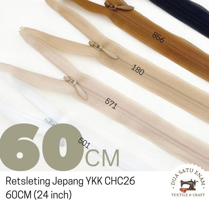 PREMIUM Resleting Jepang / Ritsleting / Retsleting merk "YKK" 60 cm Satuan