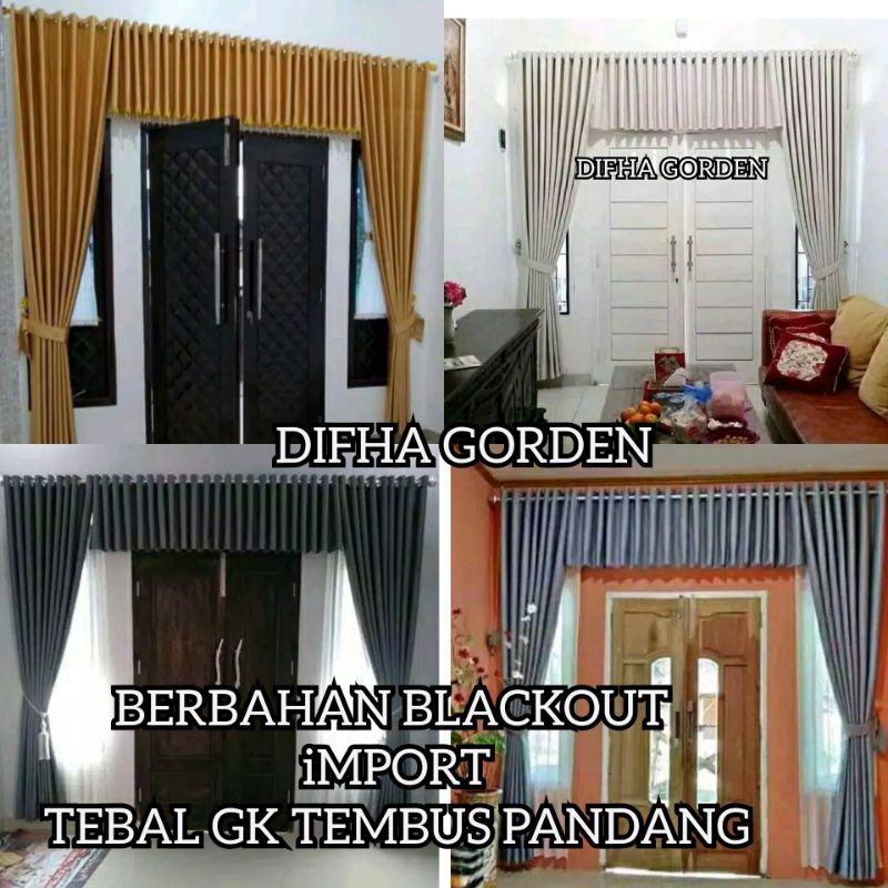 KirimLgSg-1 set Gorden Poni Ruang Tamu Jendela Pintu Minimalis kupu Tarung Hordeng Pintu Tengah Blac