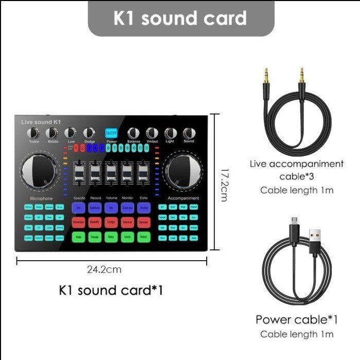 [Expert] Soundcard Sound Card K1 Live Audio Mixer Video Recording Broadcast