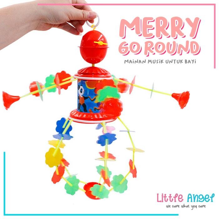 LarisMainan- MERRY GO ROUND Mainan Anak Bayi Mainan Ramelan Gantung Musik Putar Warna Warni Hadiah B