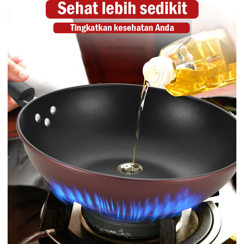 ID WOK PAN WAJAN PENGGORENGAN 30CM/MEDICAL STONE WOK MEDICAL STONE NON-STICK SUITABLE FOR ALL TYPES