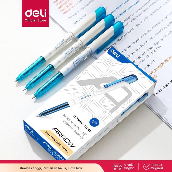 

Ready JT Deli Ballpoint Pen / Pulpen 0.7mm Isi 12 pcs Penulisan Halus EQ23