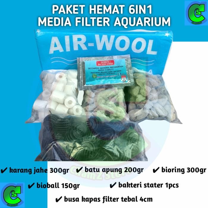 Pawretty- Paket hemat 6in1 media filter aquarium / media filter aquarium