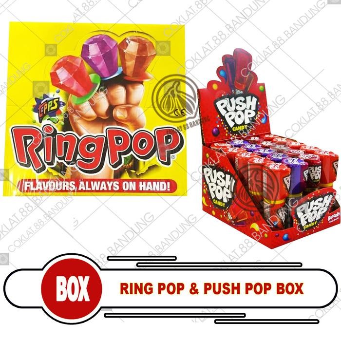 

Ring Pop Candy 1 Box Isi 24 Pcs, Permen Push Pop Bentuk Lipstick Isi 20 Pcs, Permen Cincin Jadul
