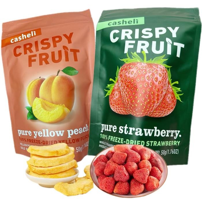 

Casheli 100G Bundle Of 2 Crispy Freeze-Dried Strawberry 50G + Freeze-Dried Yellow Peach 50G Cemilan