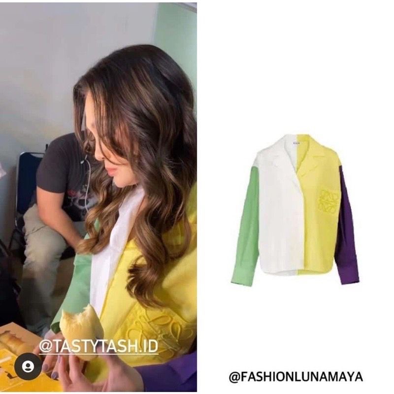 Kemeja Nagita Gigi Bordir Logo Bahan Katun Poplin Premium Import Bangkok Lengan Panjang Warna Warni