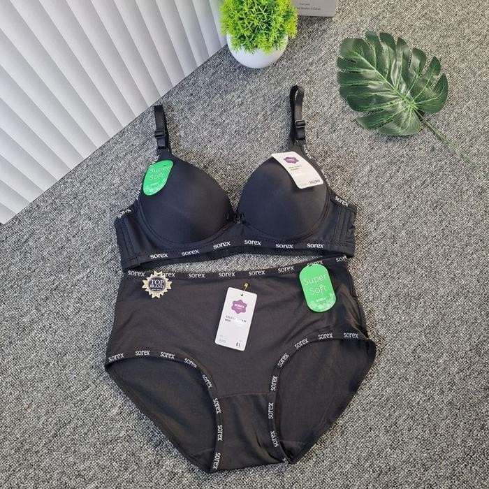 ONE SET Sorex Bh Set Super Soft Bra Casual Style Cup Kecil Tanpa Kawat Terlaris #32 (Bra+Cd) Wanita