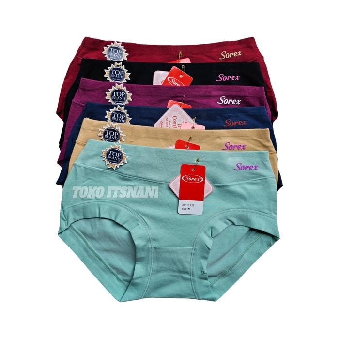 Cd Sorex Katun 1232 Karet Lebar 3-6 Pcs Celana Dalam Wanita Sorek Bahan Lembut