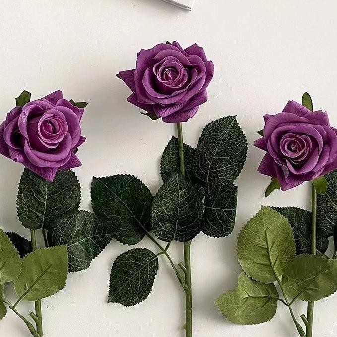 Bunga Mawar Artificial Premium Latex Import Blooming- Purple