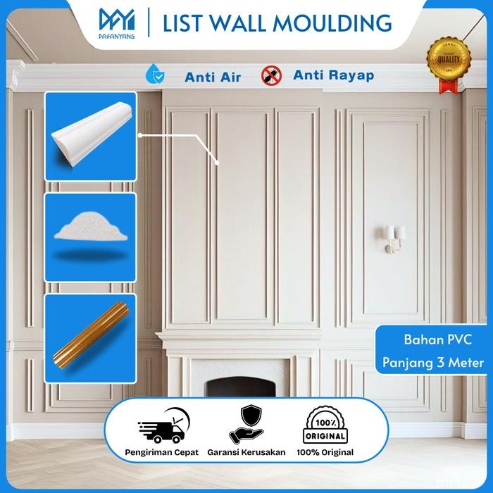 Stok Baru List Plavon Wall Moulding PVC Panjang 3 Meter Warna Putih